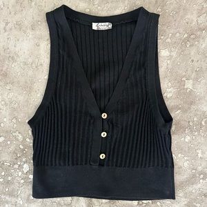 Free People black knit ribbed crop top